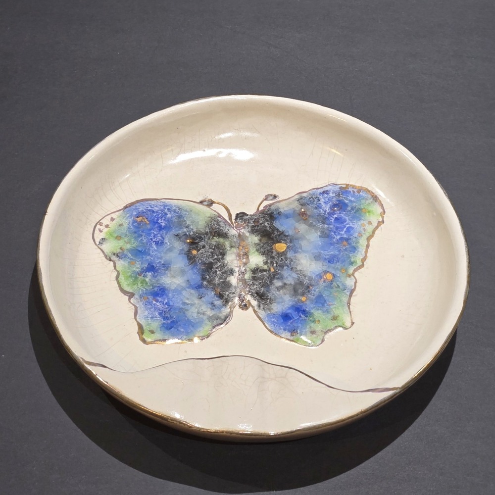 Handmade Ceramic Butterfly Ashtray Trinket Dish Paulant 1962